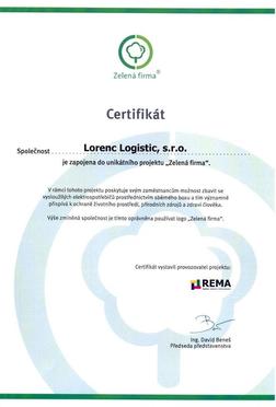 zelená firma Lorenc Logistic